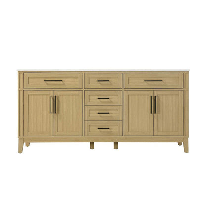 72 inch Double Bathroom Vanity in Honey Brown