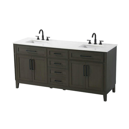 72 inch Double Bathroom Vanity in Mocha Brown