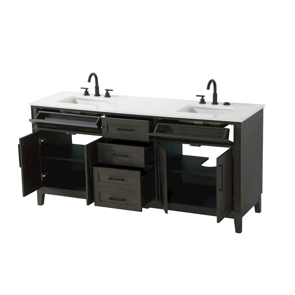 72 inch Double Bathroom Vanity in Mocha Brown