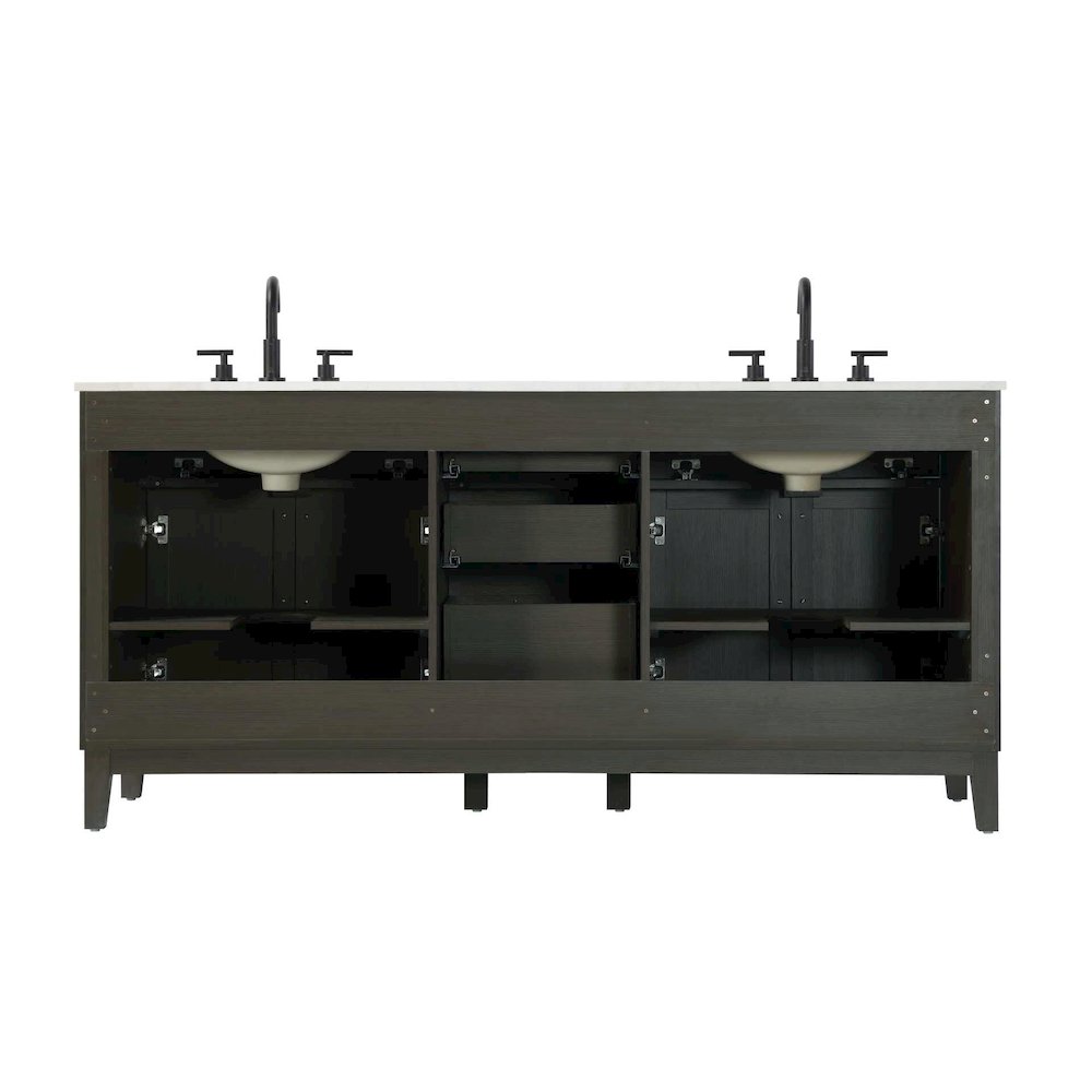72 inch Double Bathroom Vanity in Mocha Brown