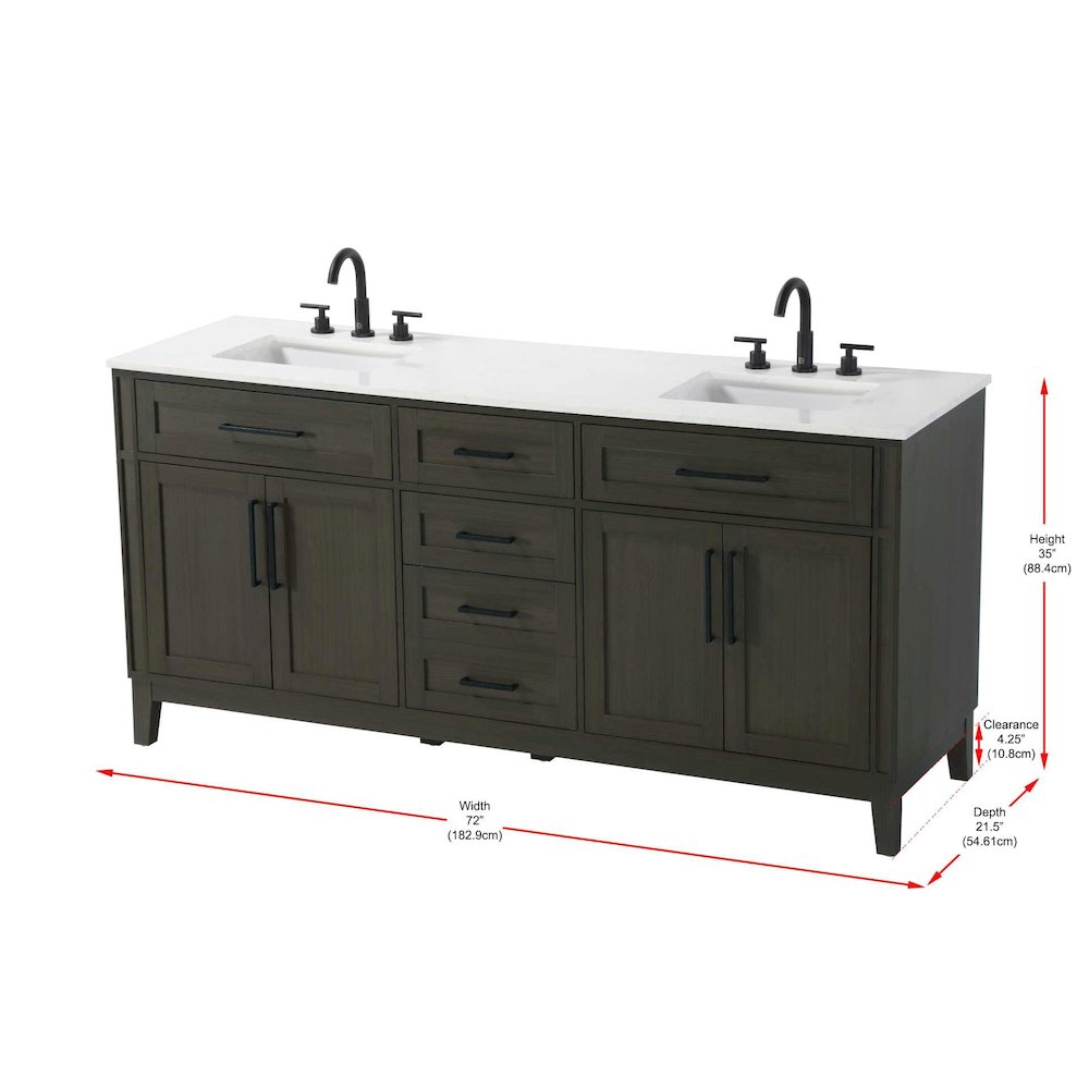 72 inch Double Bathroom Vanity in Mocha Brown