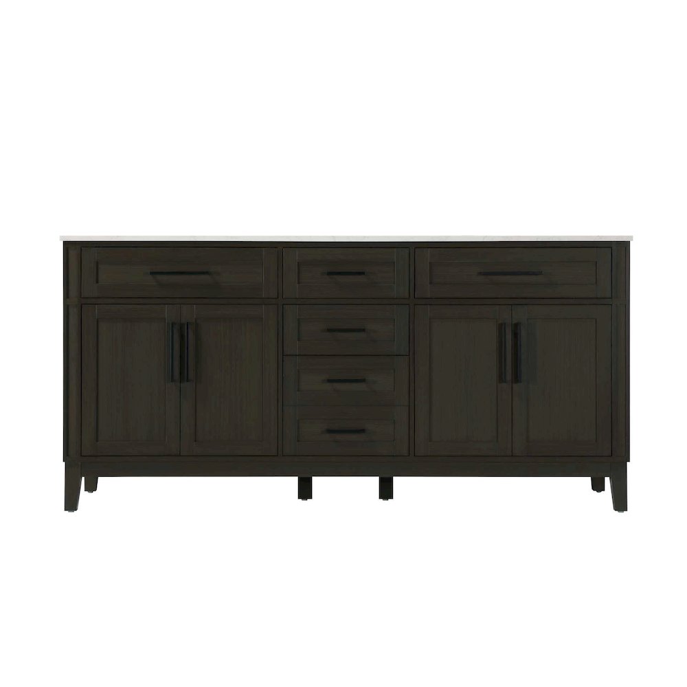 72 inch Double Bathroom Vanity in Mocha Brown