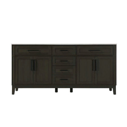 72 inch Double Bathroom Vanity in Mocha Brown