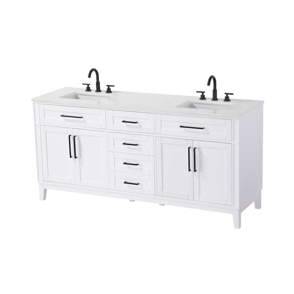 72 inch Double Bathroom Vanity in White