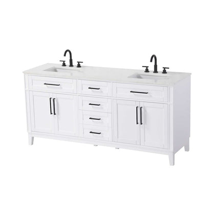 72 inch Double Bathroom Vanity in White