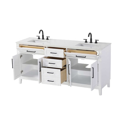 72 inch Double Bathroom Vanity in White