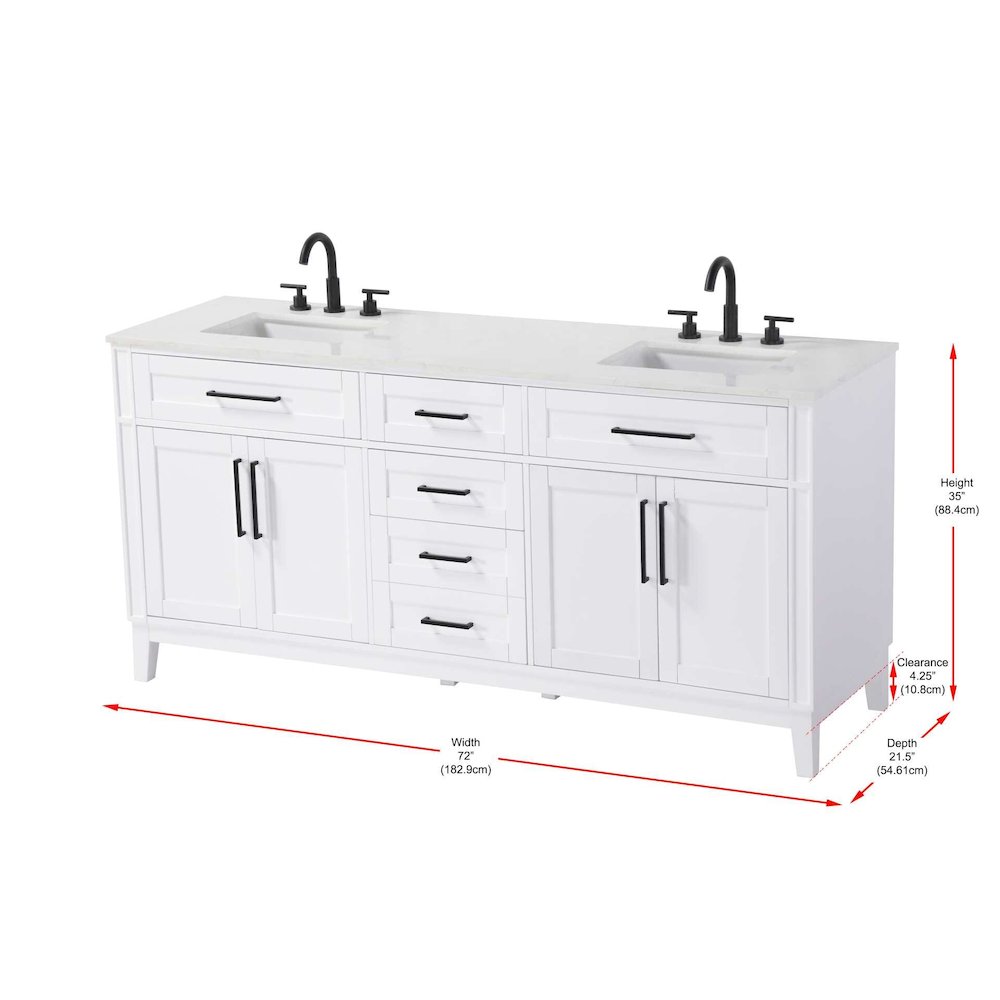 72 inch Double Bathroom Vanity in White