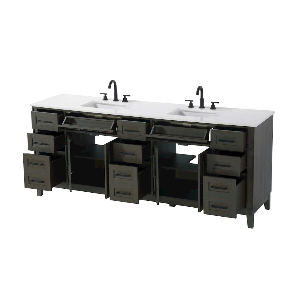 84 inch Double Bathroom Vanity in Mocha Brown