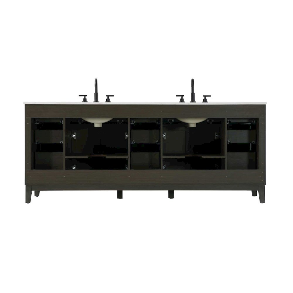 84 inch Double Bathroom Vanity in Mocha Brown