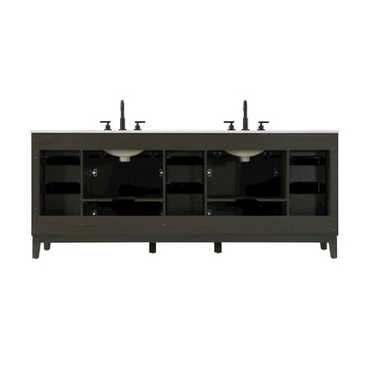 84 inch Double Bathroom Vanity in Mocha Brown