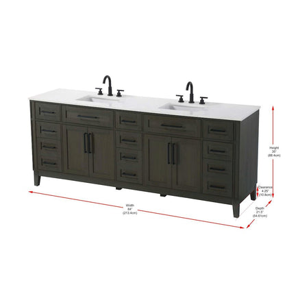 84 inch Double Bathroom Vanity in Mocha Brown