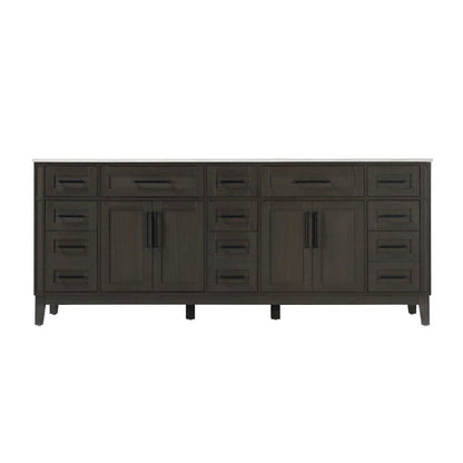 84 inch Double Bathroom Vanity in Mocha Brown