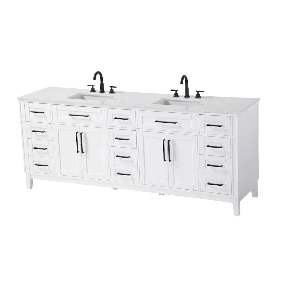 84 inch Double Bathroom Vanity in White