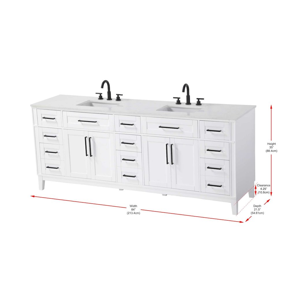 84 inch Double Bathroom Vanity in White