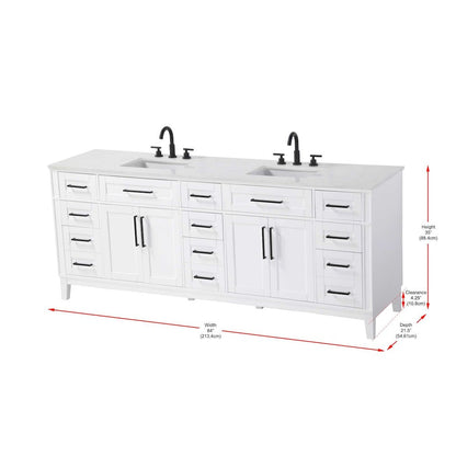 84 inch Double Bathroom Vanity in White
