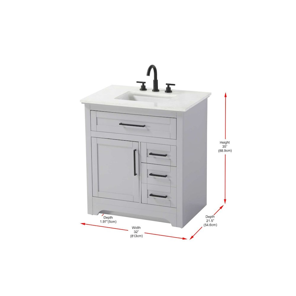 32 inch Single Bathroom Vanity in Grey