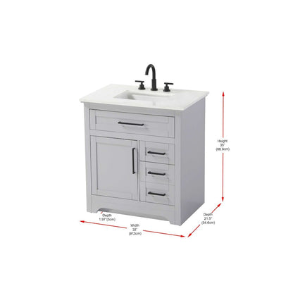 32 inch Single Bathroom Vanity in Grey