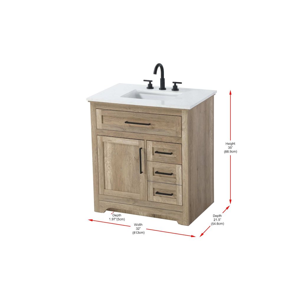 32 inch Single Bathroom Vanity in Natural oak
