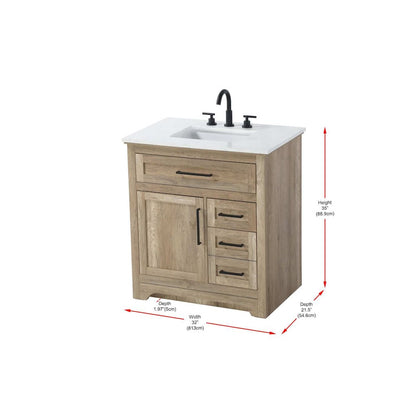 32 inch Single Bathroom Vanity in Natural oak