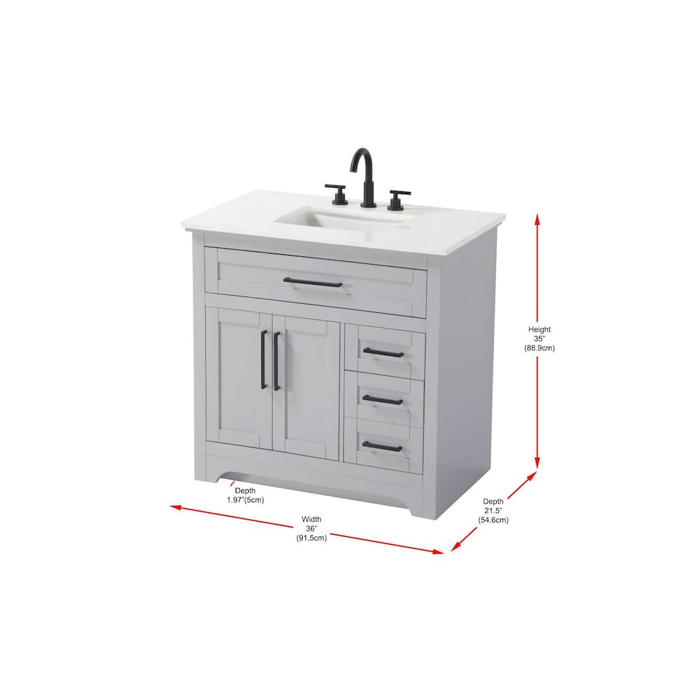 36 inch Single Bathroom Vanity in Grey