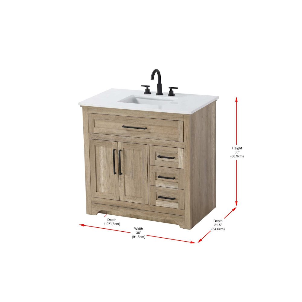 36 inch Single Bathroom Vanity in Natural oak