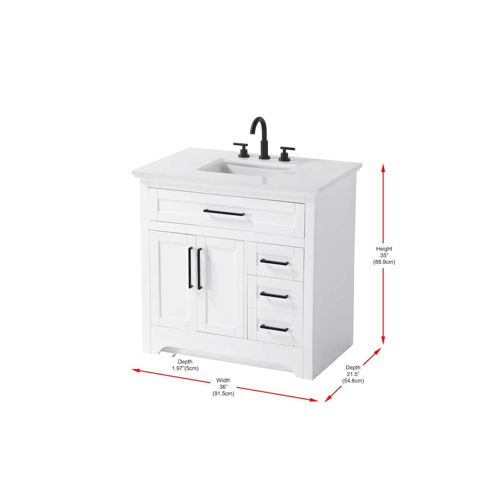36 inch Single Bathroom Vanity in White