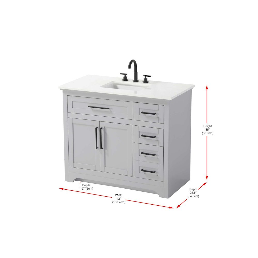 42 inch Single Bathroom Vanity in Grey