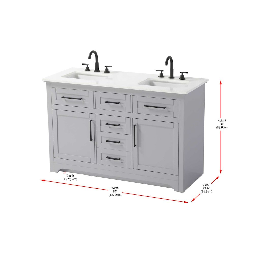 54 inch Double Bathroom Vanity in Grey