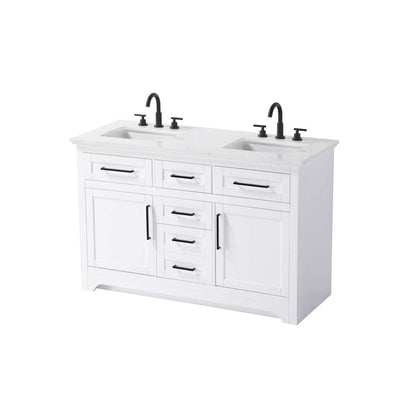 54 inch Double Bathroom Vanity in White