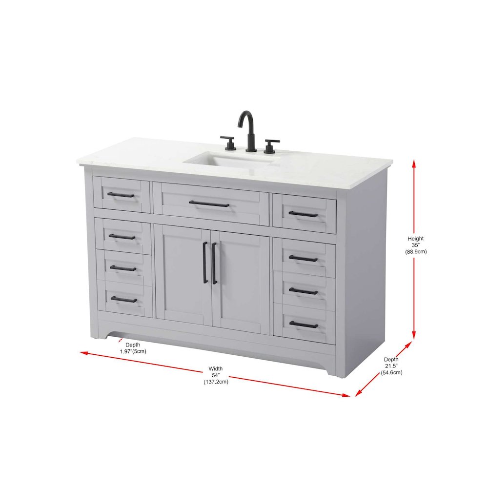 54 inch Single Bathroom Vanity in Grey