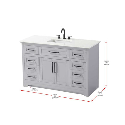 54 inch Single Bathroom Vanity in Grey