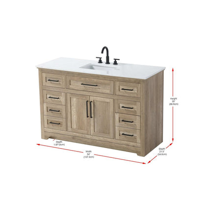 54 inch Single Bathroom Vanity in Natural oak