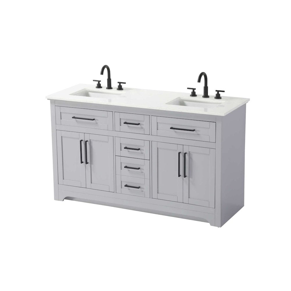 60 inch Double Bathroom Vanity in Grey