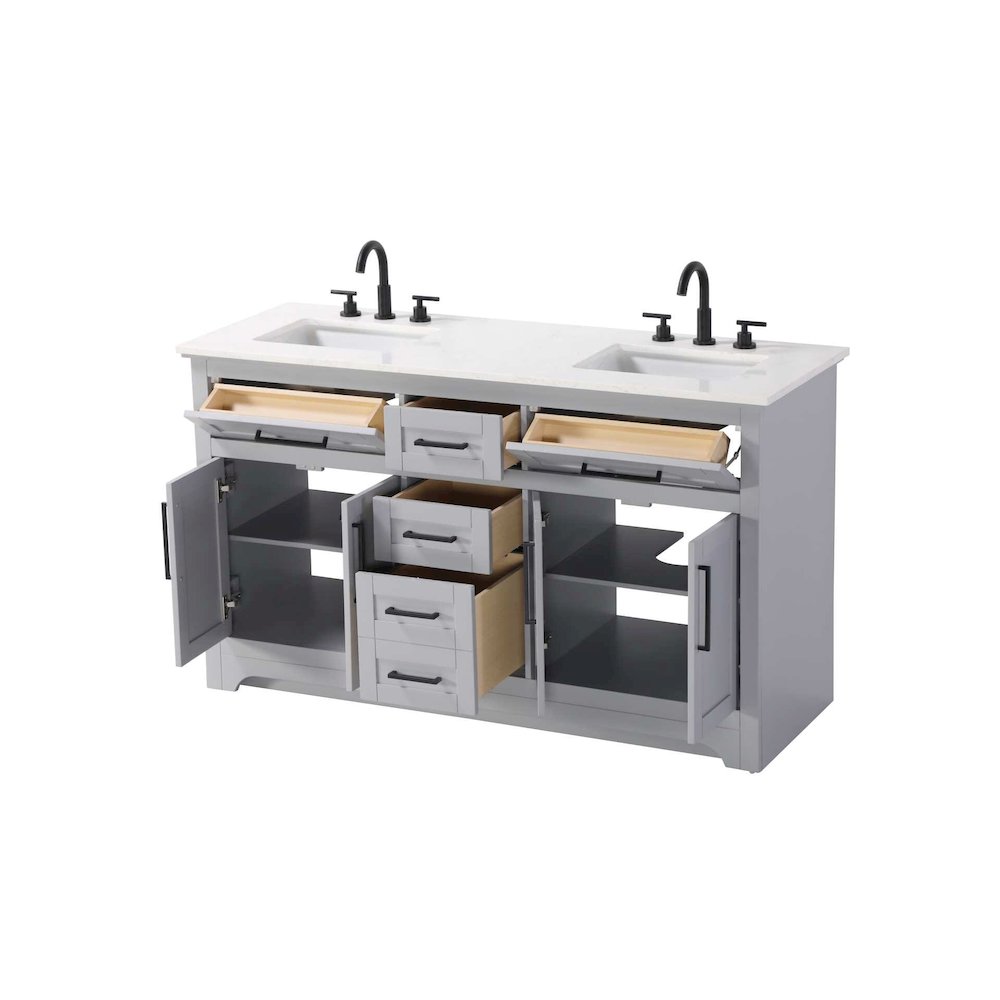 60 inch Double Bathroom Vanity in Grey