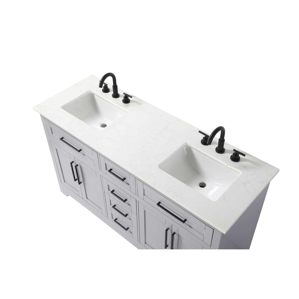 60 inch Double Bathroom Vanity in Grey