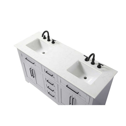 60 inch Double Bathroom Vanity in Grey