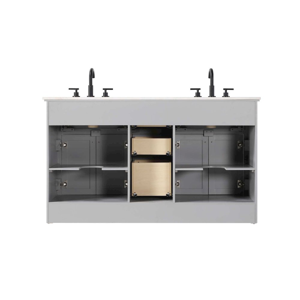 60 inch Double Bathroom Vanity in Grey