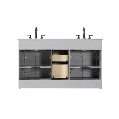 60 inch Double Bathroom Vanity in Grey