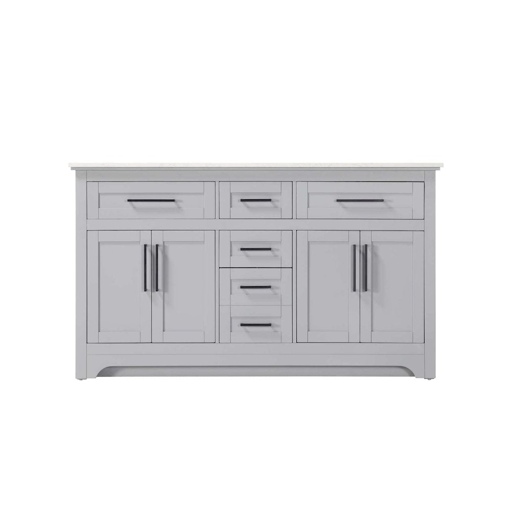 60 inch Double Bathroom Vanity in Grey
