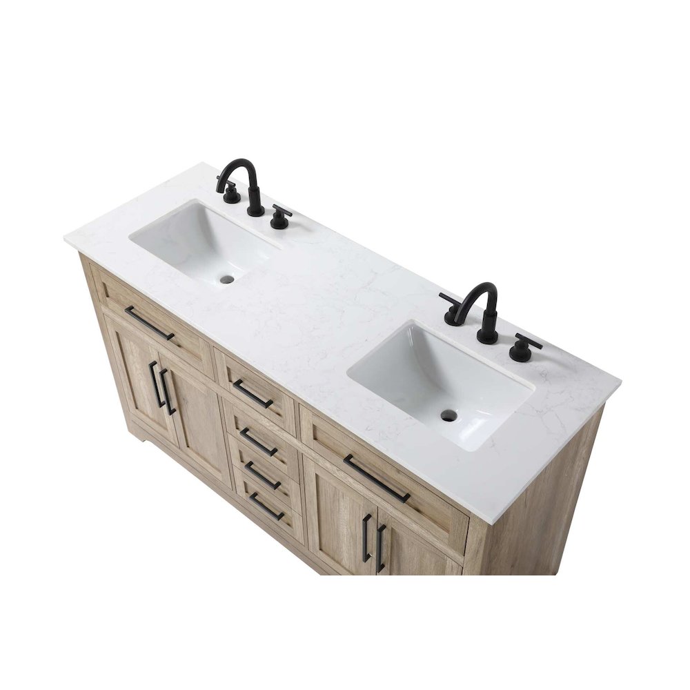 60 inch Double Bathroom Vanity in Natural oak