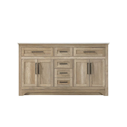 60 inch Double Bathroom Vanity in Natural oak