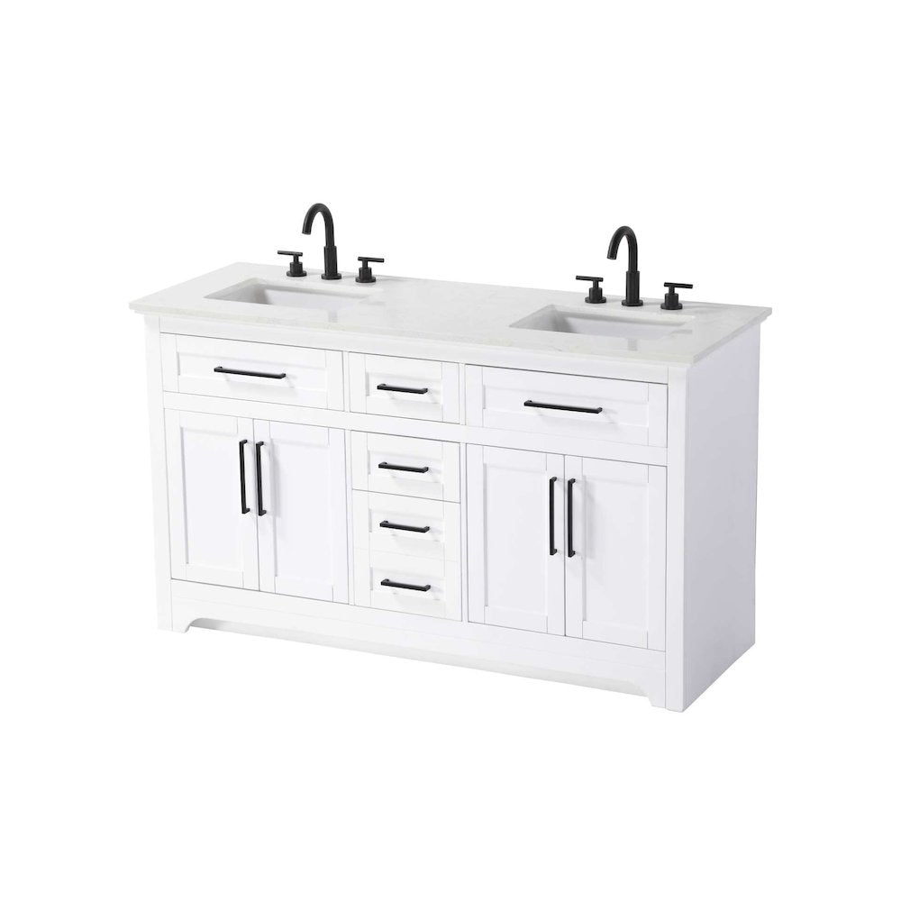 60 inch Double Bathroom Vanity in White