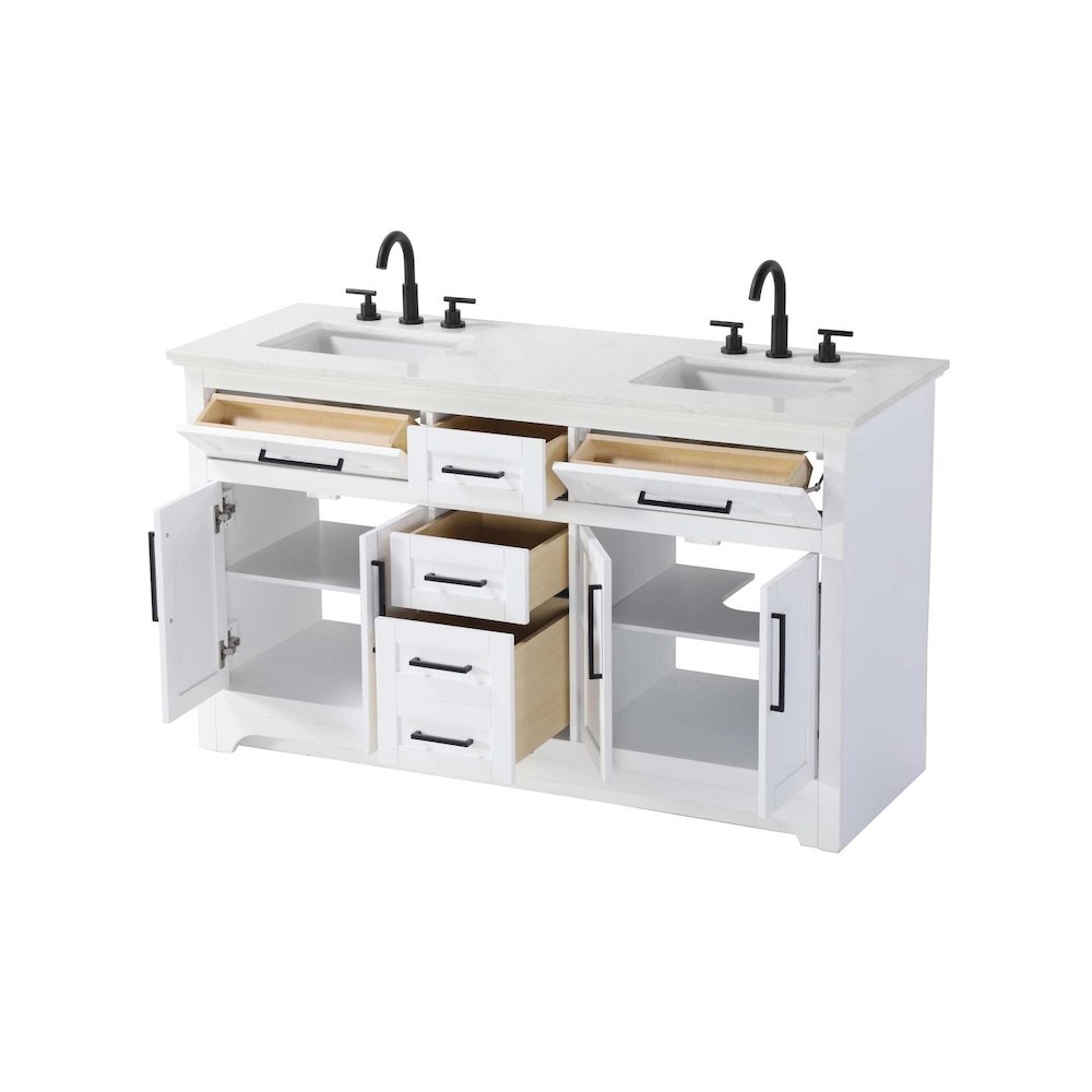 60 inch Double Bathroom Vanity in White