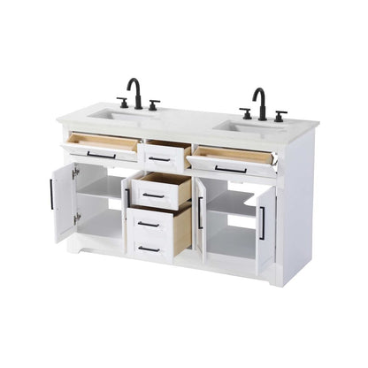 60 inch Double Bathroom Vanity in White