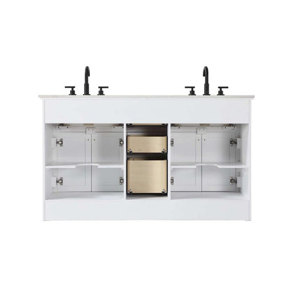 60 inch Double Bathroom Vanity in White