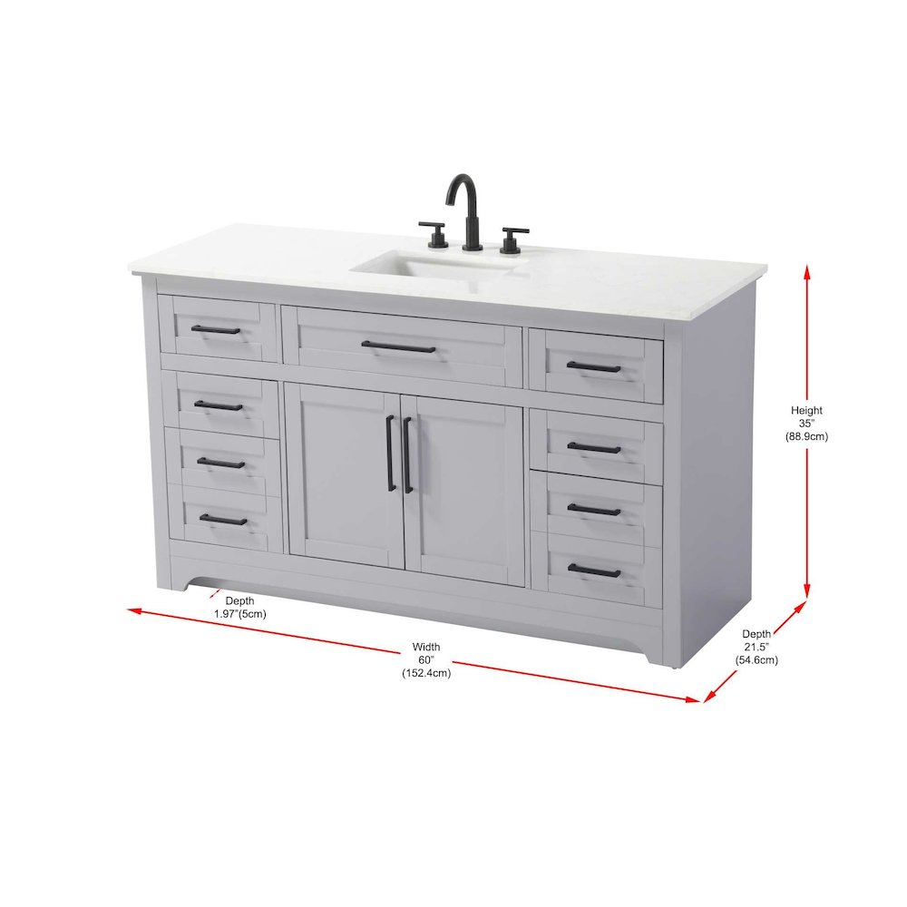 60 inch Single Bathroom Vanity in Grey