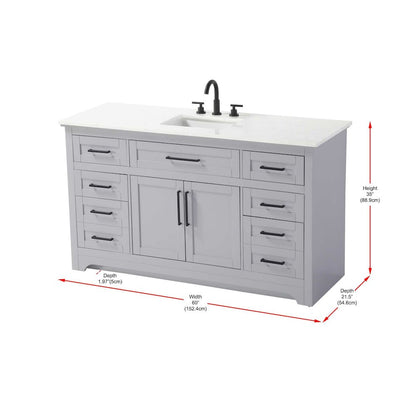 60 inch Single Bathroom Vanity in Grey