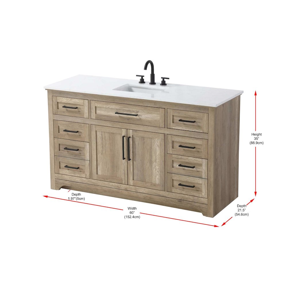60 inch Single Bathroom Vanity in Natural oak