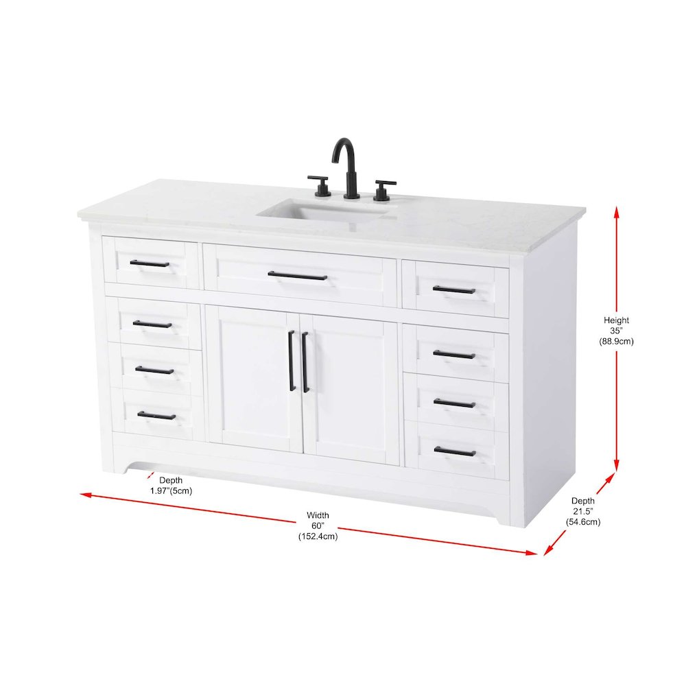60 inch Single Bathroom Vanity in White