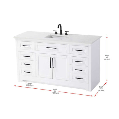 60 inch Single Bathroom Vanity in White